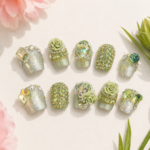 Green 3D Carved Sparkling Rhinestones