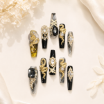 [Black Snake] Handmade Long Black Ombre Buccellati Snake Press-On Nails