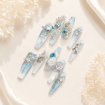 [Dreamy Ice Blue] Handmade Medium-Long Blue Press-On Nails